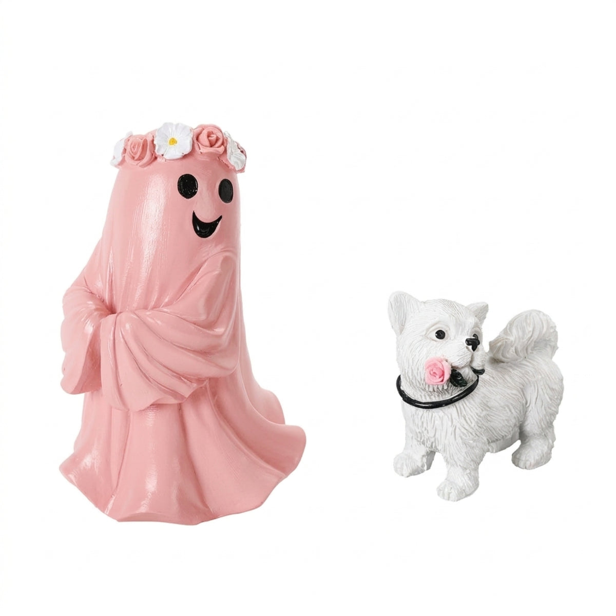 Specter Figurine with Dog Spooky Tabletop Decor Decorative for Mantel