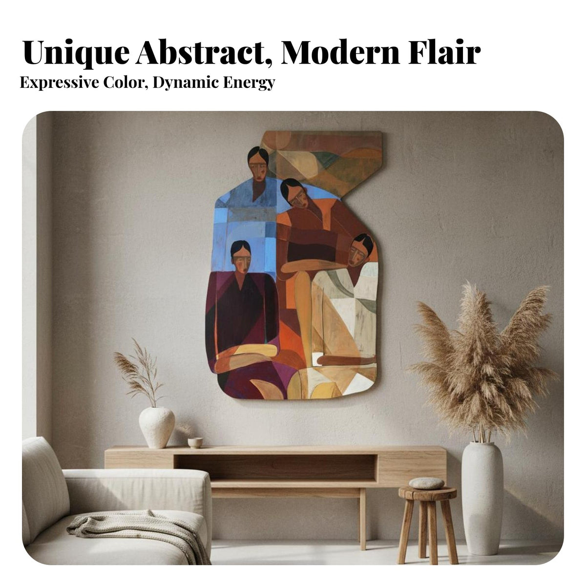 Artistic Wabi Sabi Aesthetic Painting Ready to Hang Wabi-Sabi Wall Decor Thoughtful Gift Idea Abstract Wall Painting for Interior Designers, New Homeowners, Business Owners, Bedroom, Living Room, Hallway, Office