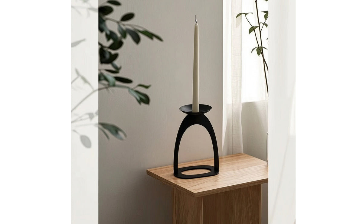 Candle Holder with Arched Frame Tabletop Pillar Candle Holder Modern Decor for Living Room