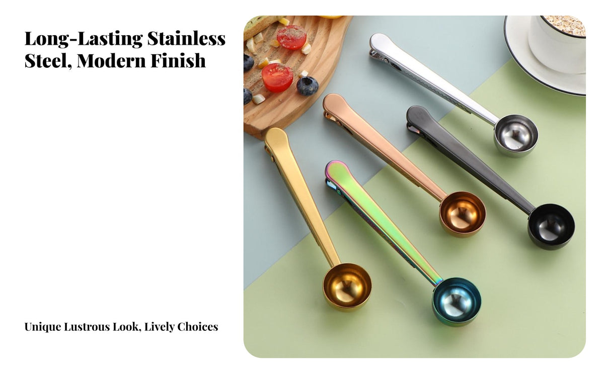 C from Ee Spoon with Fastener Multi-Functional Stainless Steel C from Ee Spoon Food Bag Close Ing Fastener Spoon Rust-Resistant