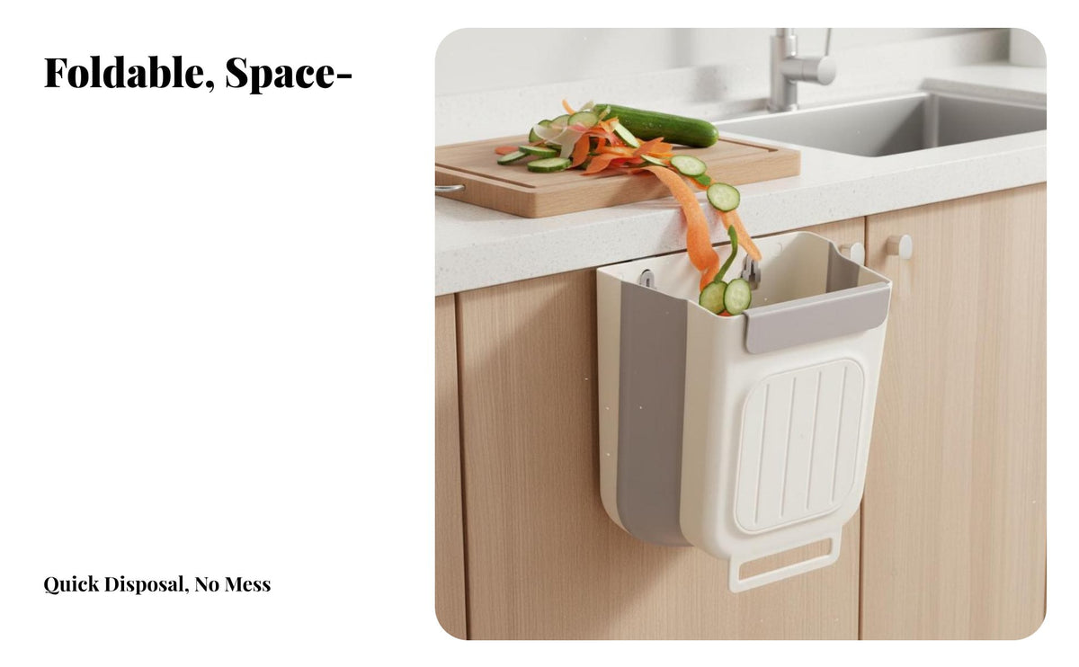 Foldable Hanging Trash Can Space Saving Foldable Cabinet Garbage Bin Wide Opening Hanging Trash Can for Home Cooks, Renters, Lavatory, Camping, Car