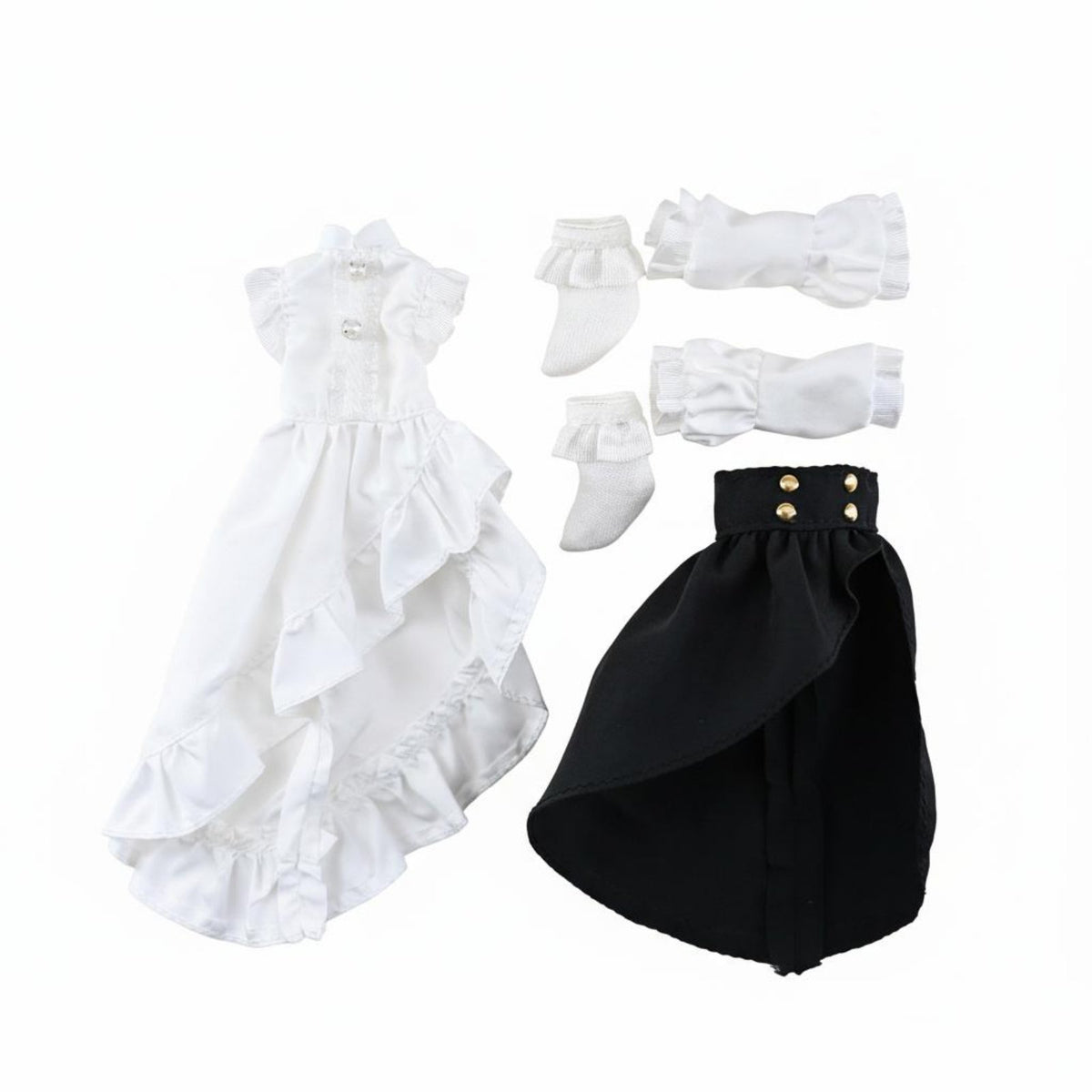 1/12 Scale Doll Dress Ruffled Design 1/12 Scale Doll Outfit High-Low Skirt Miniature Apparel for Display