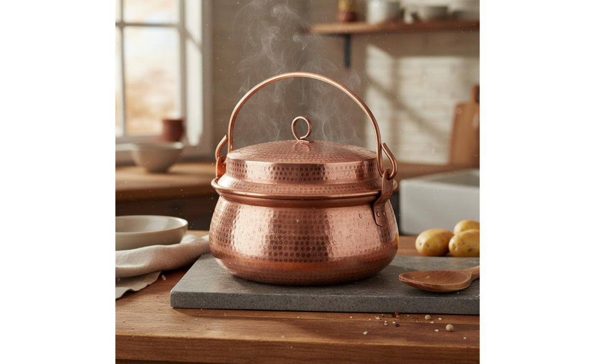 Hammered Copper Pot Handmade Wide-Bellied Copper Pot Easy to Clean for Gas Stove