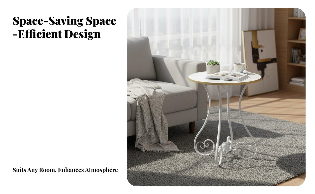 Versatile Use Pedestal Side Table Compact Design Scroll Leg End Table Easy Assembly Home Furniture Stable Base for Apartment Dwellers, Interior Decorators, Living Room, Reception Area, Small Areas, Bedroom