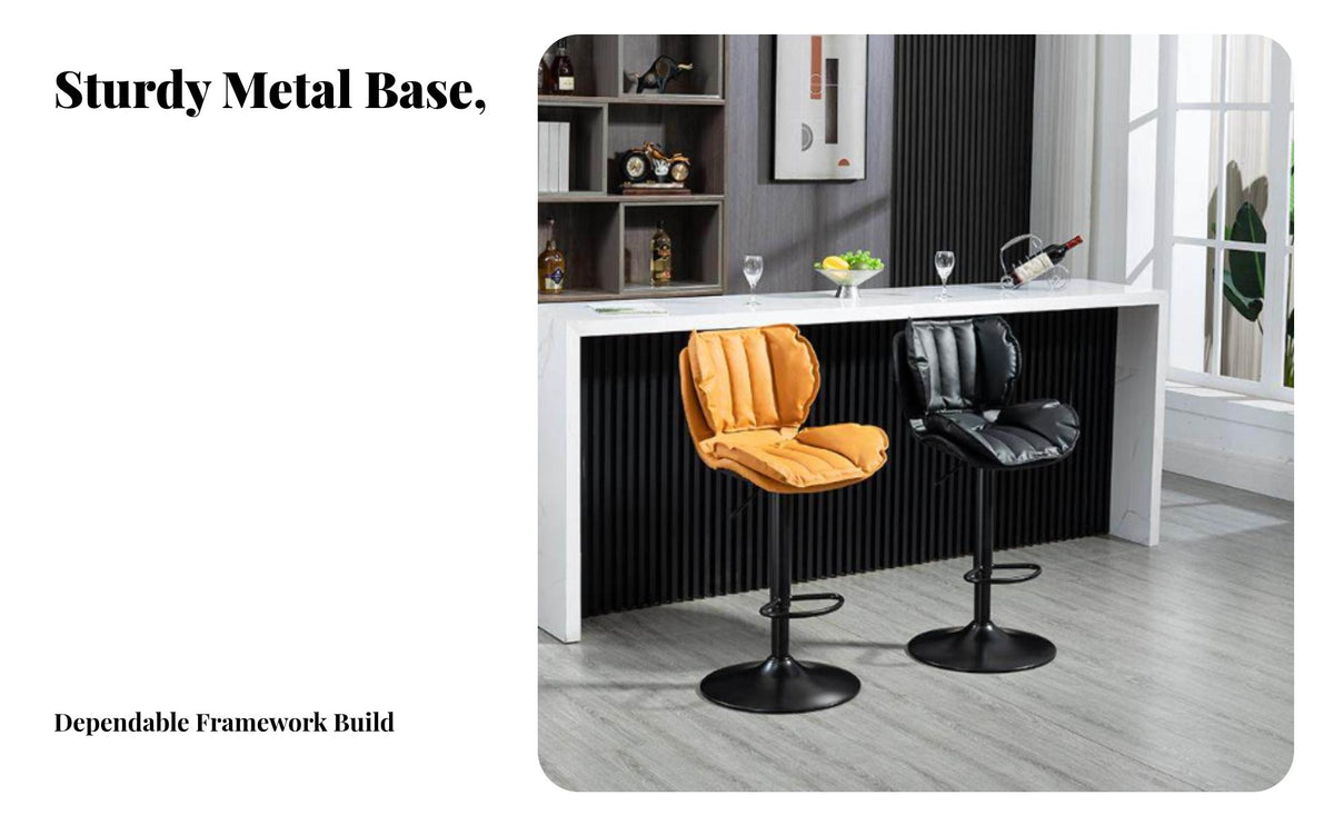 360-Degree Swivel Adjustable Pedestal Stool with Back Integrated Footrest Bar Chair Wide Stable Base Counter Seating Modern Design for Homeowners, Business Owners, Receptionists, Reception Area, Restaurant, Kitchen, Dining Room