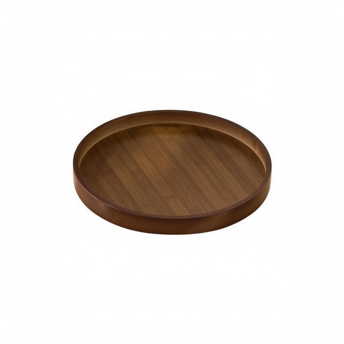 Wood Grain Wooden Rotating Tray Raised Rim Wooden Rotating Tray Organizer Shallow Cosmetic Organizer Tray Brown for Desktop, Vanity