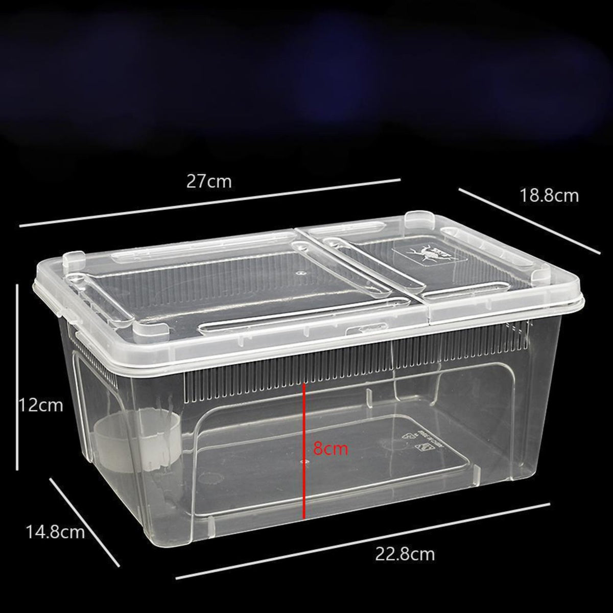 Transparent Amphibian Breeding Box with Ventilated Lid