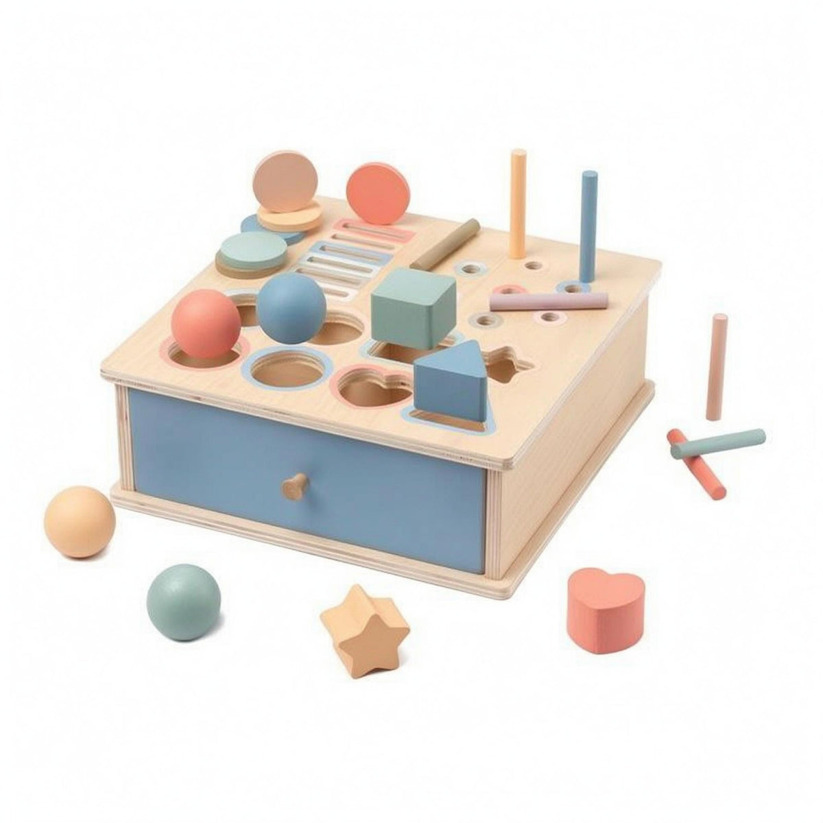 Educational Pitching Box Cutout Openings Wooden Shape Sorter Hand Eye Coordination Educational Sorting Toy for Home Education