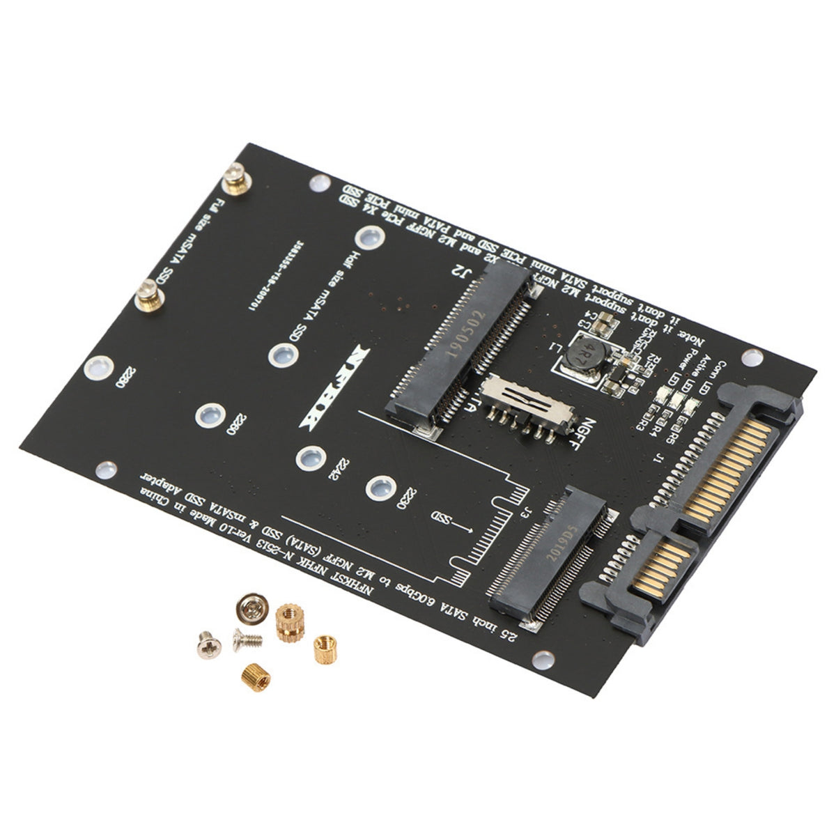 Internal M.2 and mSATA to Serial ATA Adapter Compact SSD Converter Board with Screws Slim for DIY Upgrades, Drive Testing