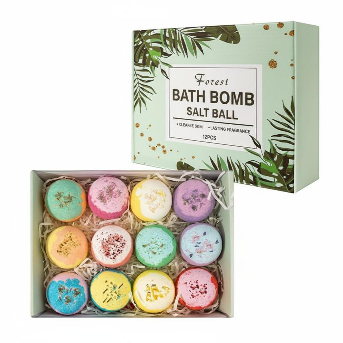 12 Pieces 60 G 12 Piece Bath Fizz Set Retail Box Bath Fizz Mineral Ball