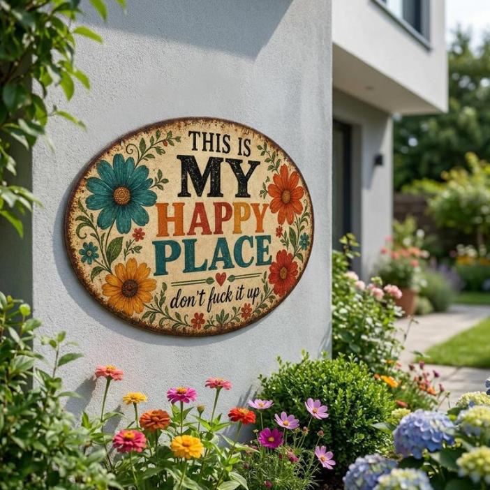 My Happy Place Metal Sign