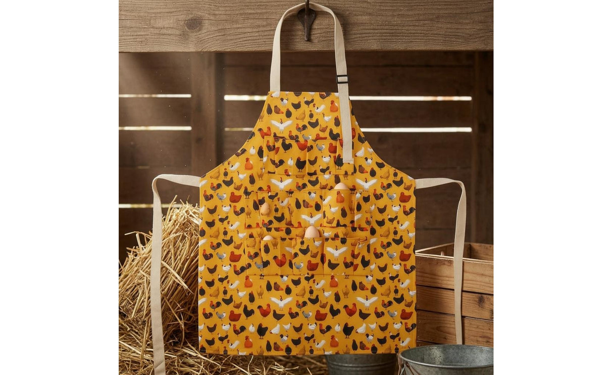 Egg Collecting Bib Apron Reusable Pocketed Egg Apron Tear-Resistant for Kitchen
