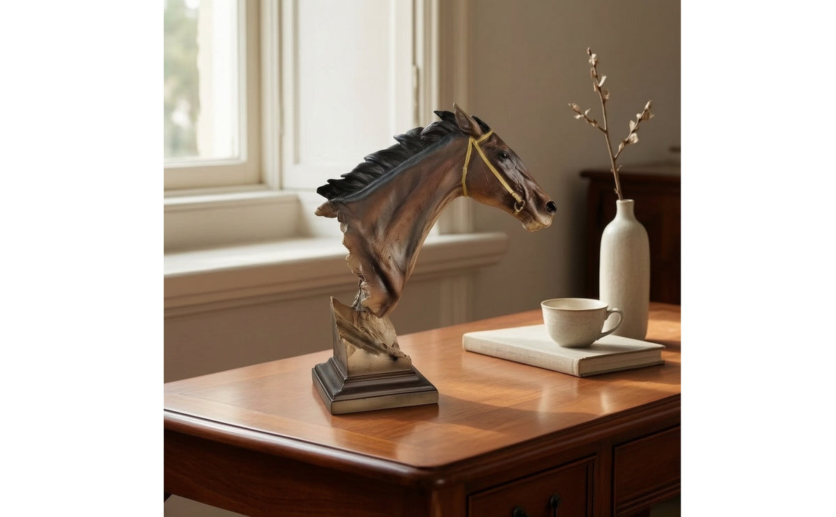 Horse Head Sculpture Compact Horsehead Bust Naturalistic Horse Bust for Bookshelf, Study