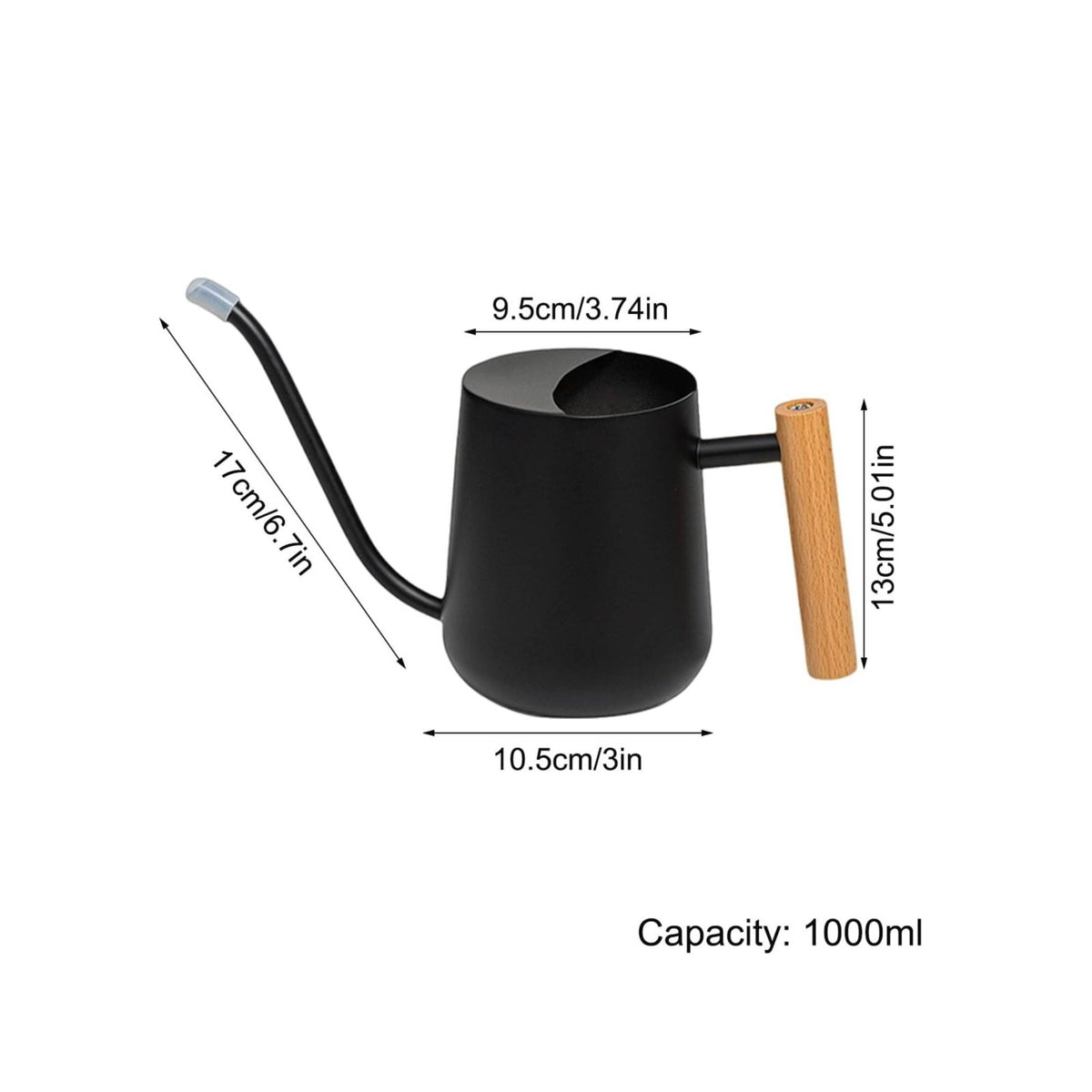 Metal Watering Can Compact Small Wooden Handle Watering Can Easy to Control for Desk