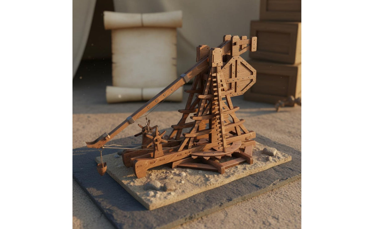 Educational DIY Trebuchet Model Kit Vintage Design Ancient War Machine Reproduction Counterweight Trebuchet Model for Hobbyists, Classroom