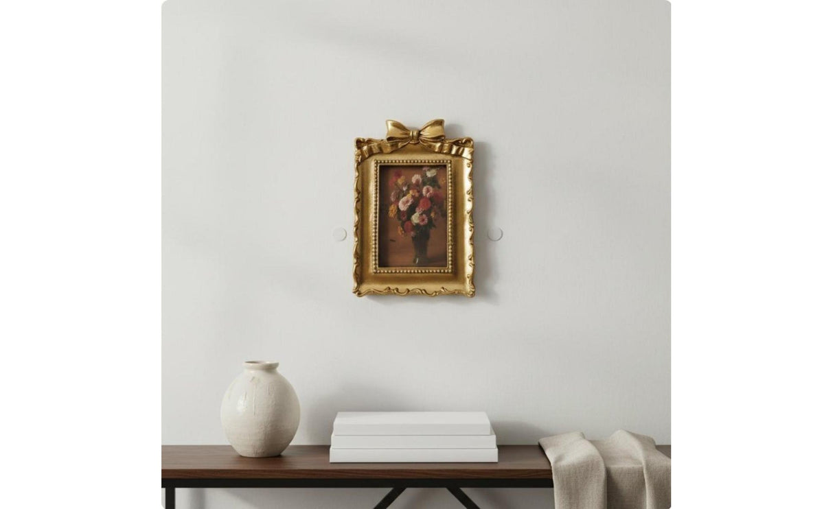 Ornate Photo Frame Resin Craftsmanship Vintage Bow Frame Gift Idea for Bedroom