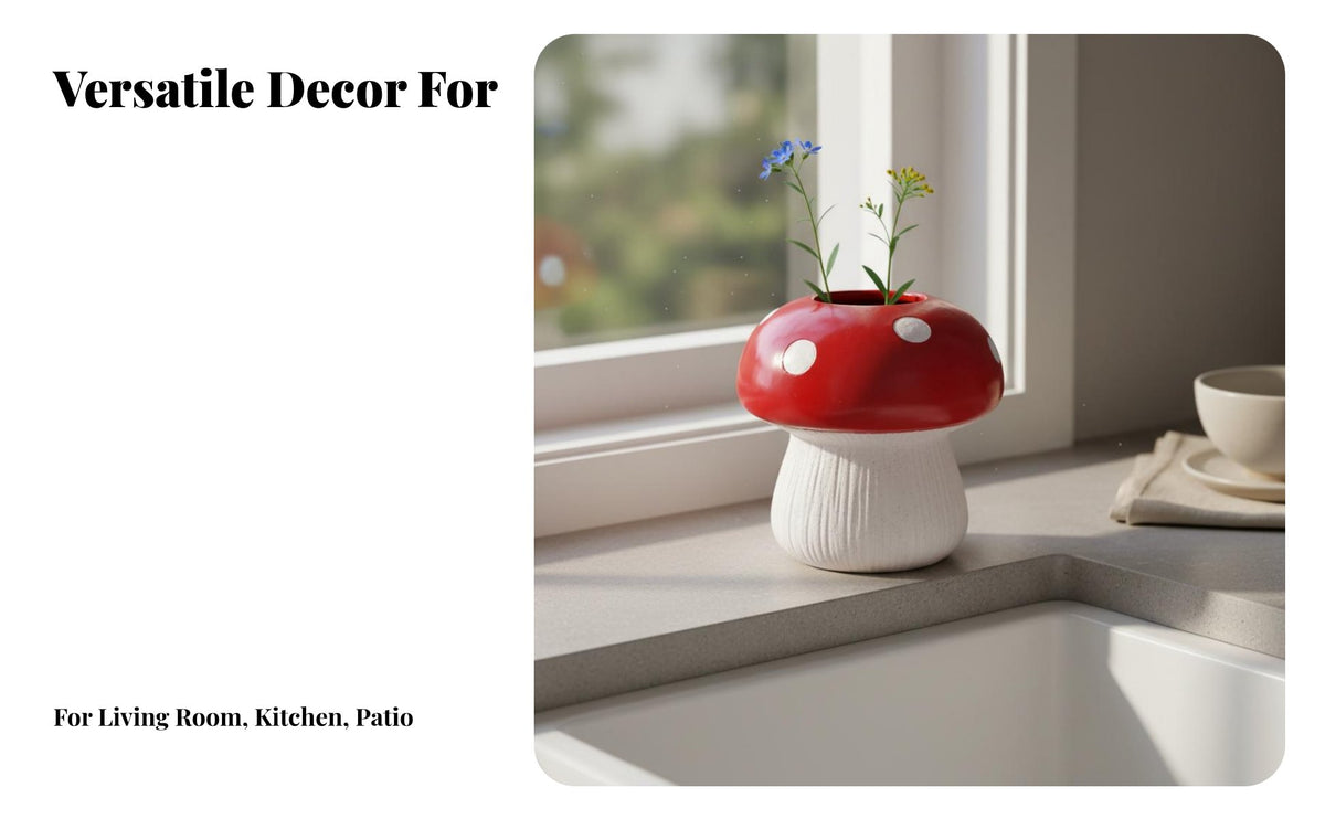 Mushroom Vase Creative Design Resin Mushroom Vase High-End Feel for Living Room, Kitchen, Courtyard