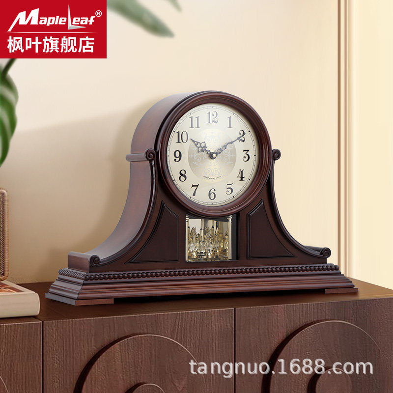 European Vintage Wooden Table Clock with Pendulum