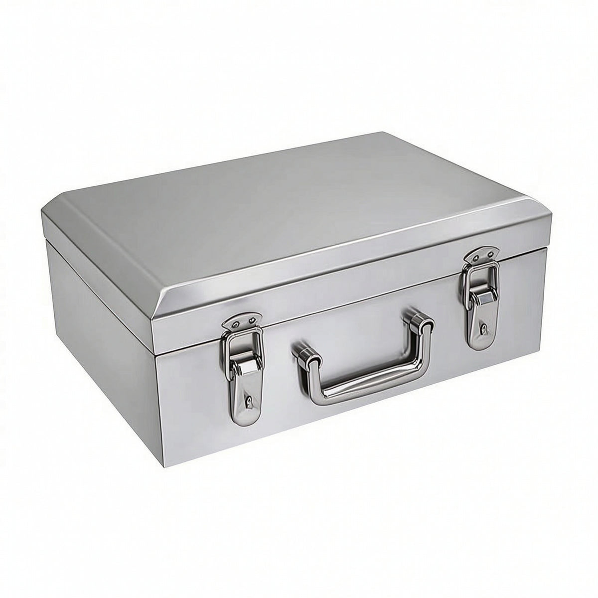 Hard-Shell Stainless Steel Tool Box Rust-Resistant Tool Box with Metal Latches Reinforced Storage Case Lockable for Workshop, Garage