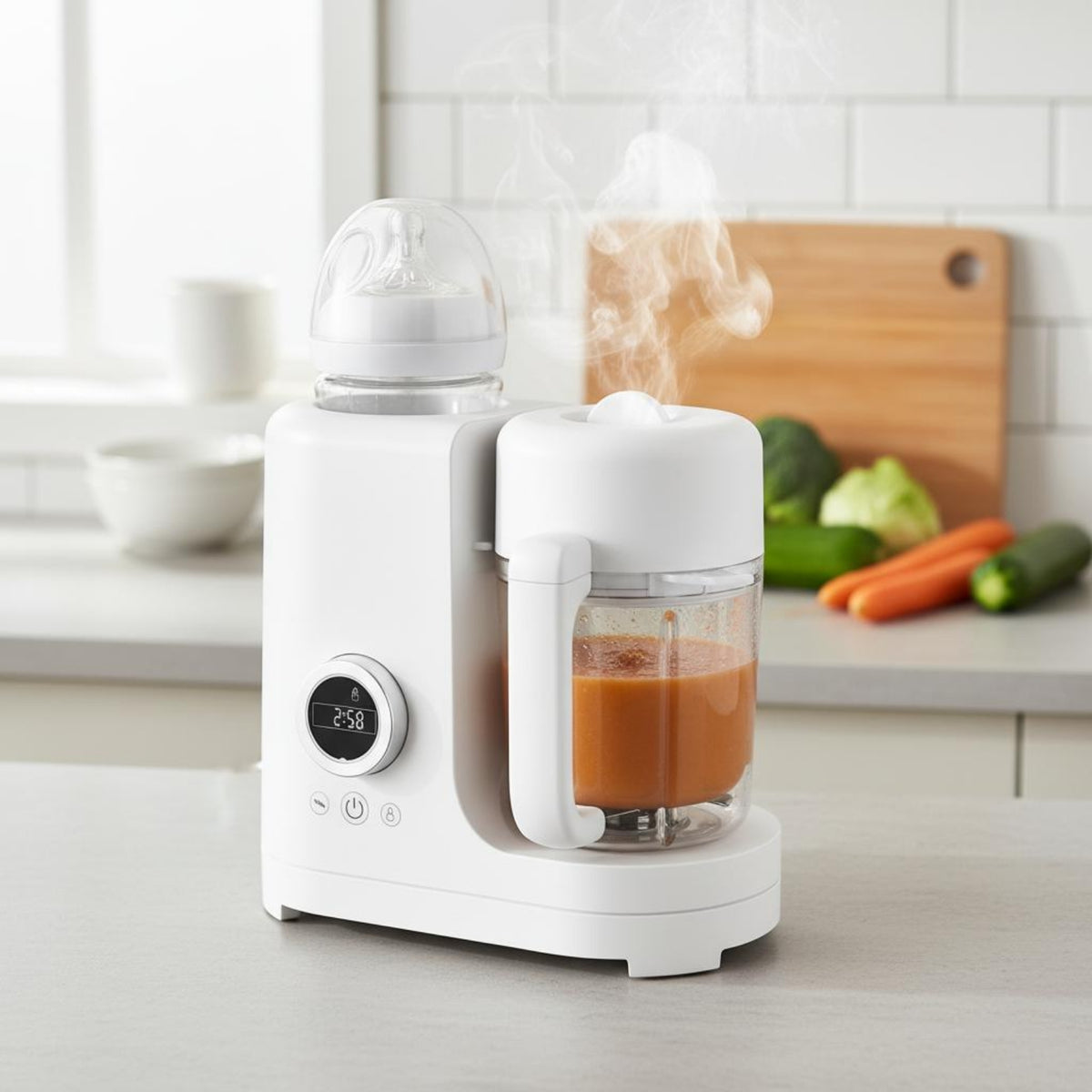 Multi Function Allall-in-1 Infant Food Processor Transparent Lid Infant Food Machine Digital Display Stirring Grinder Countertop for Parents