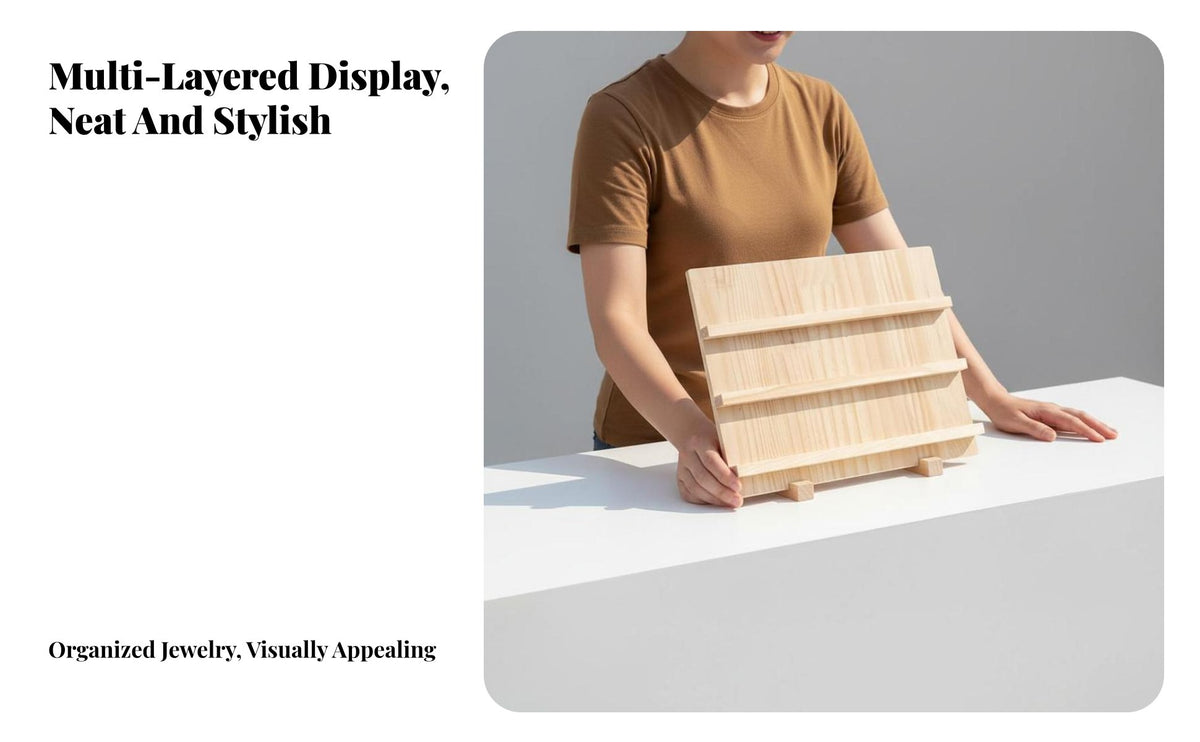 Earring Card Holder Stand Large Capacity Wooden Jewelry Display Rack Wood Tiered Wooden Display Stand for Crafters