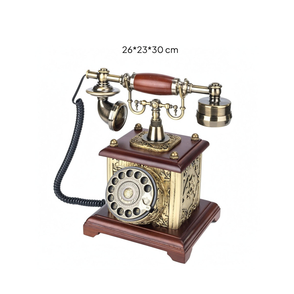 Rotary Telephone Message Book Bronze Finish Vintage Desk Phone Message Book Rotary Phone Wood-Toned Base