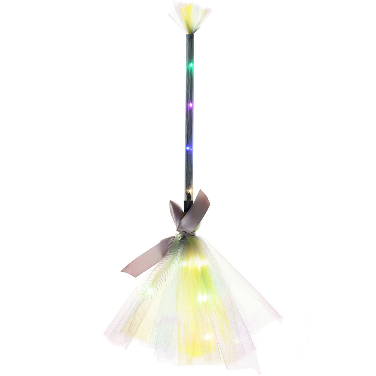 Witch Broom with LED Lights Multicolor Witch Broom Spooky for Halloween