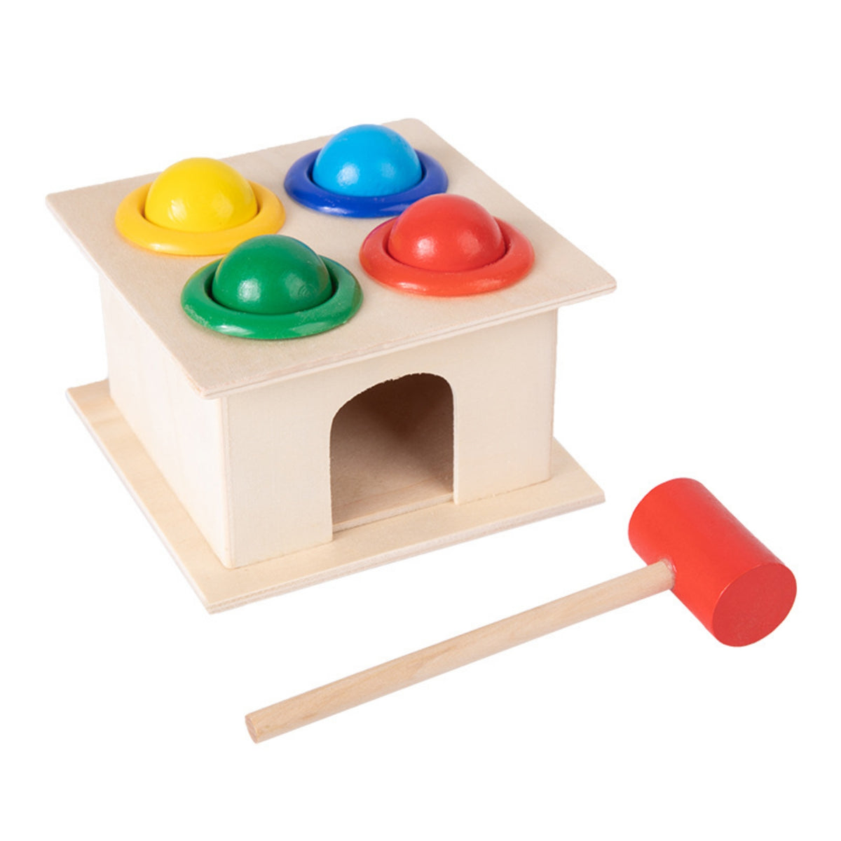 Wooden Pounding Toy with Mallet Fine Motor Child-Led Learning Ball Tracker Box