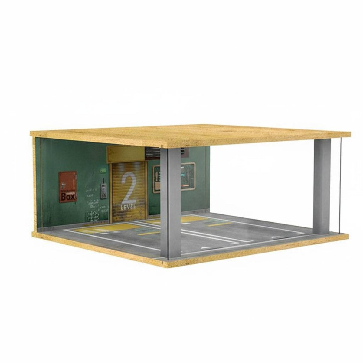 1:18 Car Display Box Wooden Structure Model Garage Scene Solid Wood 1:18 Car Display Case for Collectors