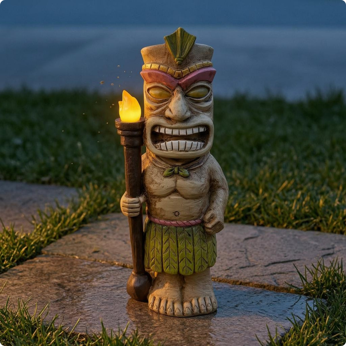 Inca Carved Figure Figurine Carved Details Solar Tiki Statue Resin Outdoor Decor