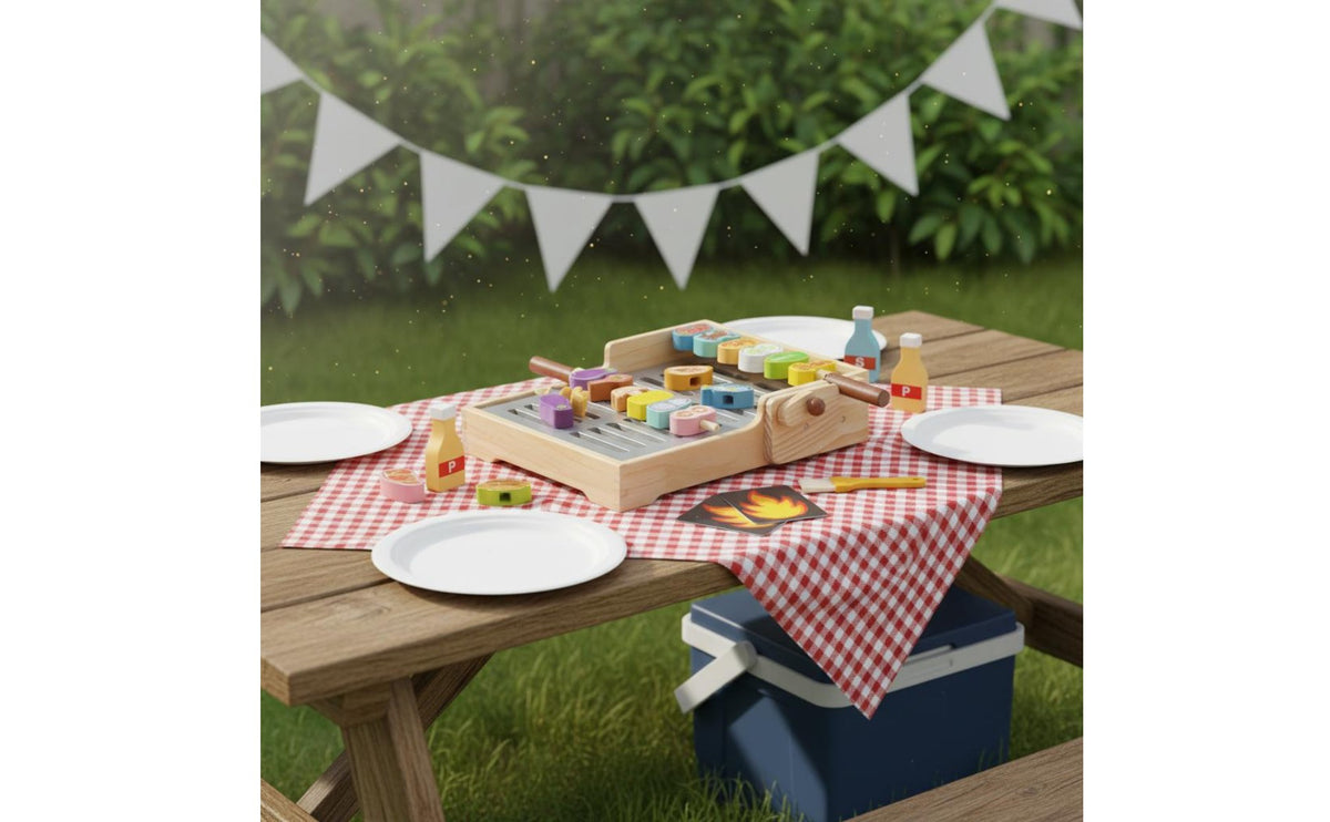 Wooden Barbecue Cooker Toy Educational Toy Barbecue Grill Interactive for Young Children