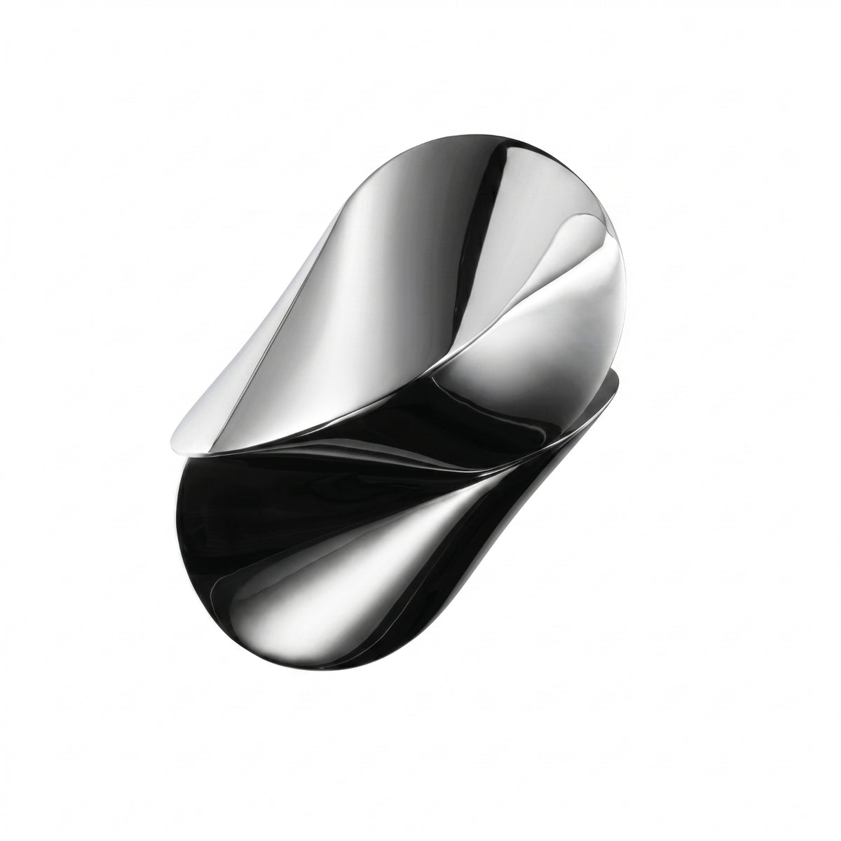 Sculptural Mirrored Stainless Steel Oloid Polished Folded Metal Form Curved Contours