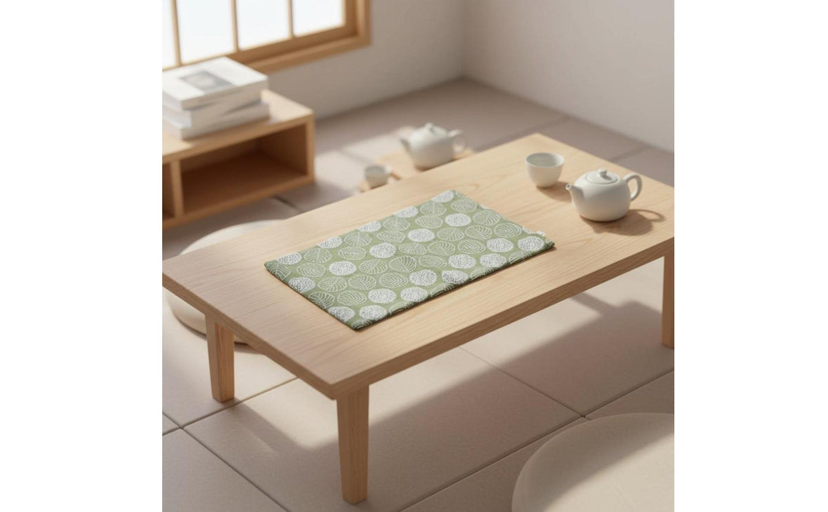 Tassel Trim Tea Table Mat Retro Design Tea Tray Mat Foliage Pattern Layered Design