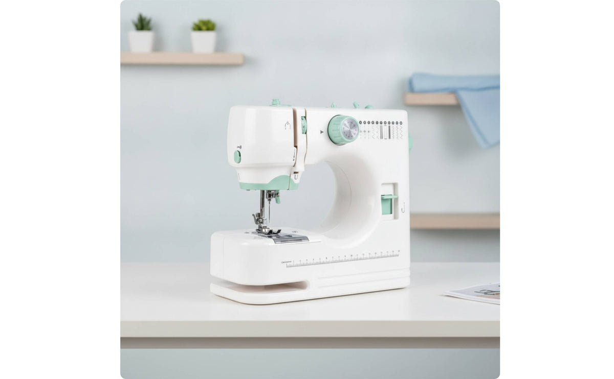 Compact Electric Sewing Machine Portable Desktop Sewing Machine Simple Appliance Quick Stitch for Hobbyists, Mending