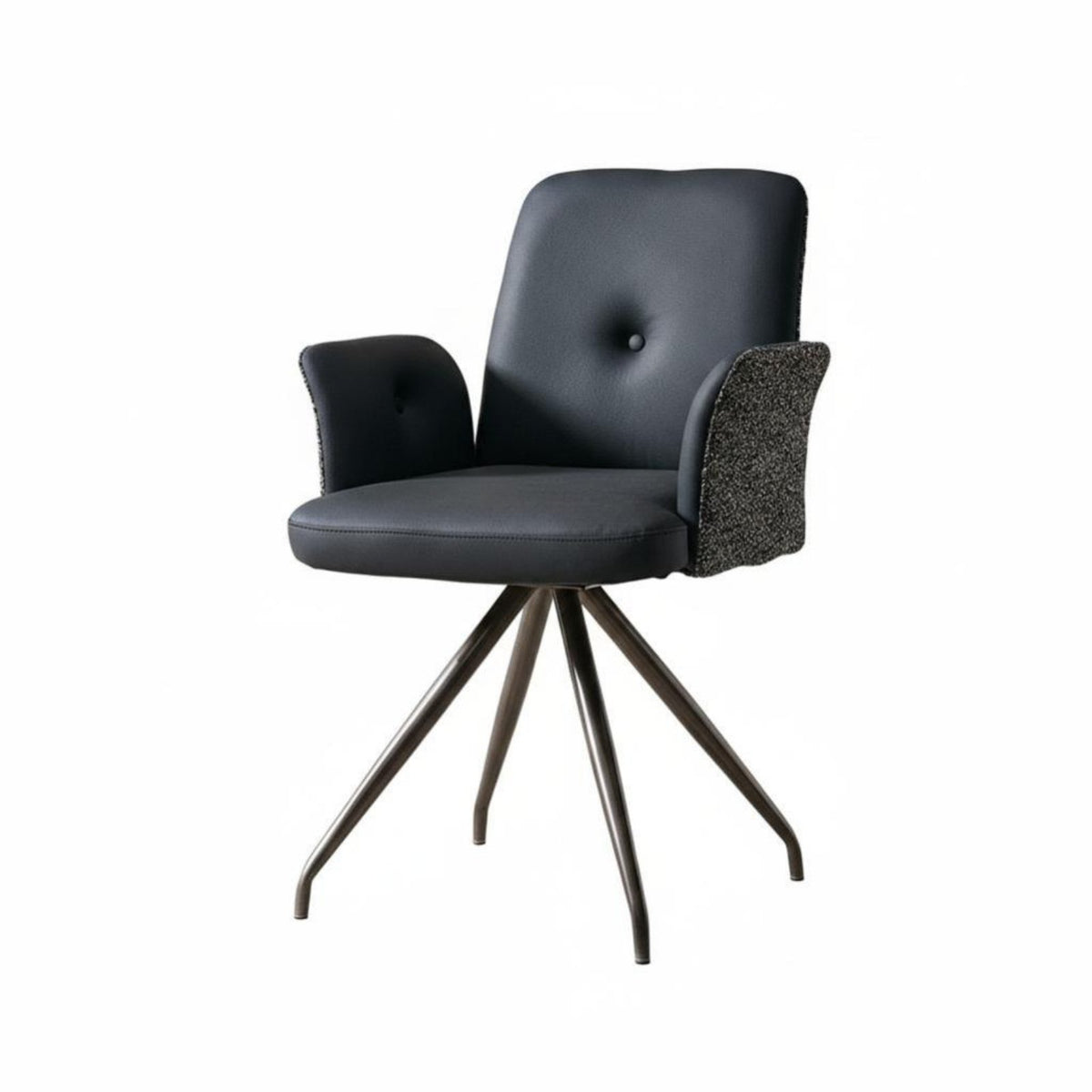Ergonomic Back Support Upholstered Swivel Chair Modern Outline Armchair Thick Padded Cushioning Living Room Furniture Sturdy Frame for Office Workers, Homeowners, Readers, Study, Bedroom, Reading Nook, Lounge Area
