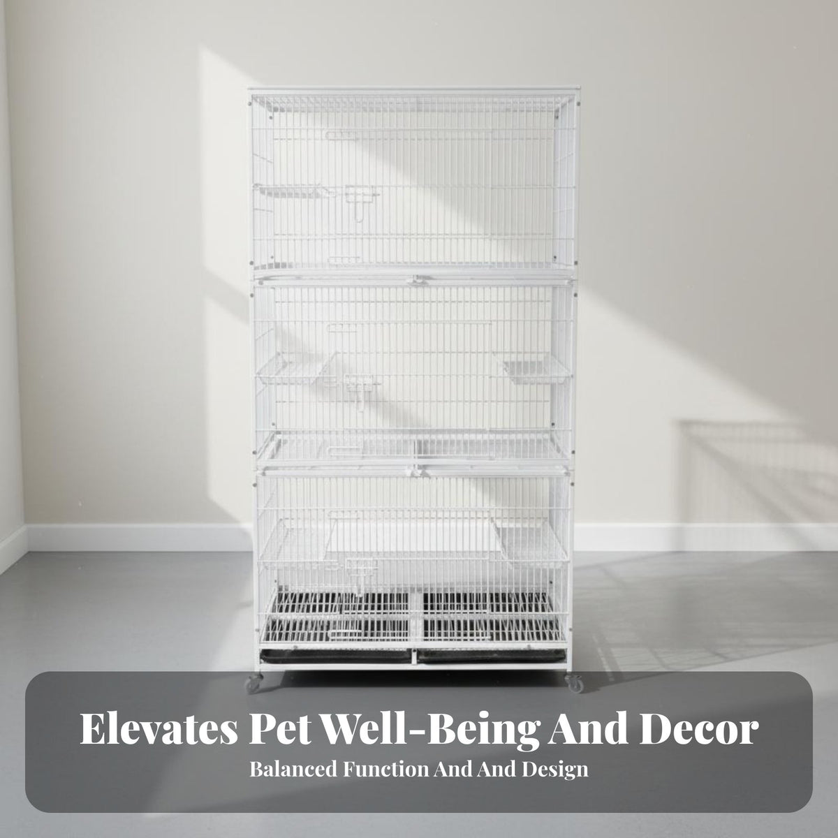 Threestory Pet Enclosure Stackable Design Threestory Rolling Pet Enclosure Multistory Creature Kennel for Breeders, Groomers, Indoors