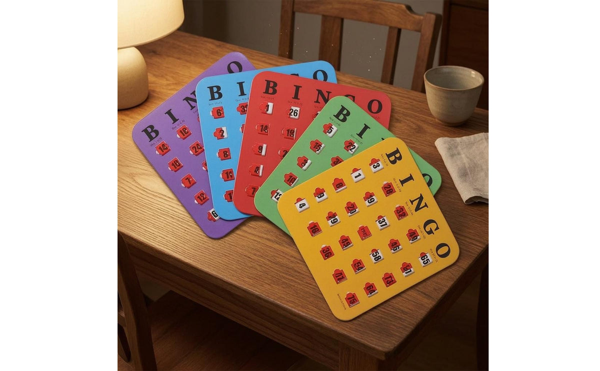 5 Pieces Rounded Corners Bingo Card Set Party Play Reusable Bingo Card Glossy Finish Game Supply