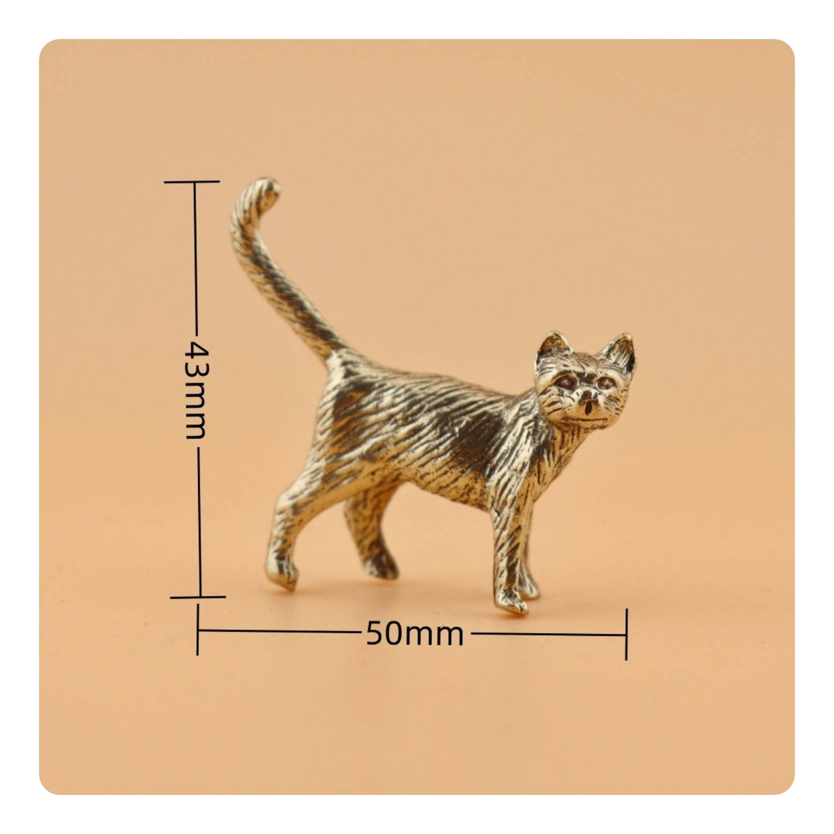 Antique Finish Tea Pet Cat Compact Size Bronze Cat Statue Artisan-Made Miniature Kitten Statue Detailed Texture for Collectors, Desktop, Office, Bookshelf
