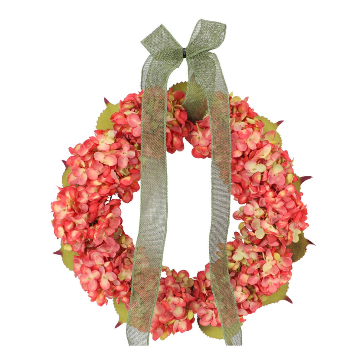 Silk Flower Wreath with Ribbon Verdant Faux Blossom Wreath Long Door Hanging for Entryway