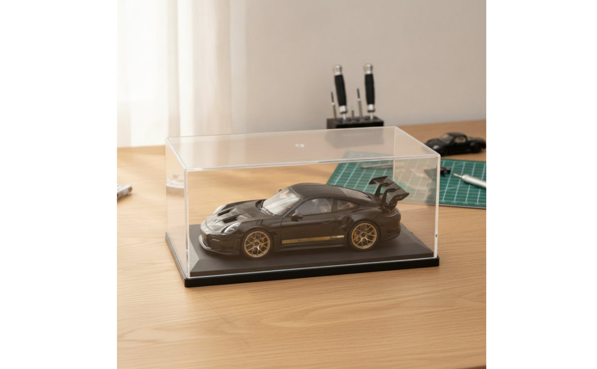 Model Car Display Case with Ebony Base | Dustproof, Transparent, for Hobby Room