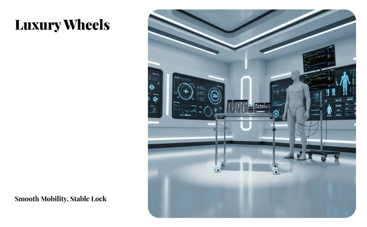 Easy to Clean Instrument Table Sturdy & Long-Lasting Stainless Steel Medical Trolley Heavy Duty Adjustable Instrument Tray Stand Locking Casters for Testing Technicians, Veterinarians, Operating Room, Hospital, Testing Oratories, Testing Oratory