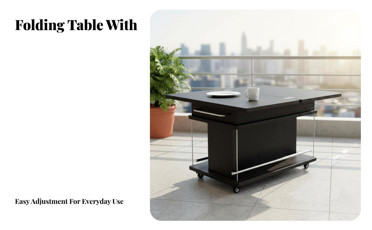 Space-Saving Expandable Rolling Side Table With Wheels Rolling Utility Cart Multi-Functional Design Living Room Furniture Easy Assembly for Small Apartment Dwellers, Homeowners, Office Workers, Balcony, Bedroom