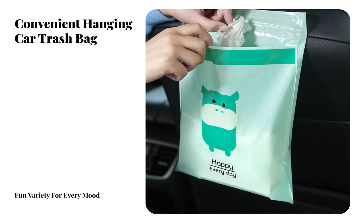 Self Trash Bag Heavy Duty on Car Garbage Effortless Bag to Use Vehicle Waste Pouch for Commuters, Commuters