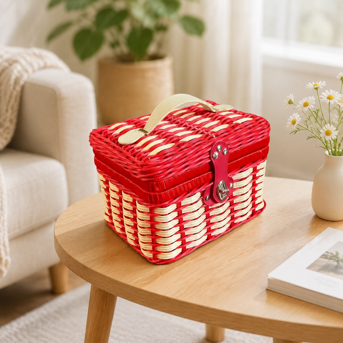 Storage Box, Korean Style, With Lid, 23x15x18cm, Synthetic Fiber, Desk, Laundry Basket