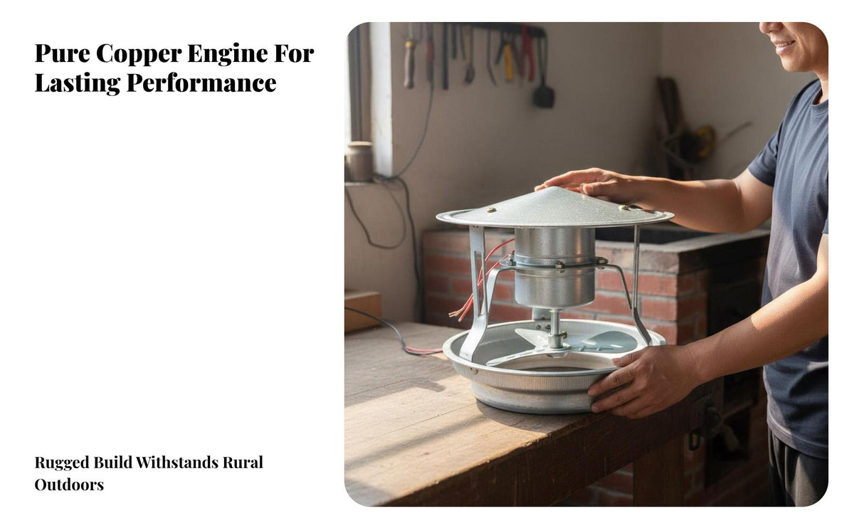 High Power Chimney Smoke Extractor Anti-Back Airflow Chimney Airflow Inducer Fan Long-Lasting Copper Engine Induced Airflow Fan Low Noise for Rural Residents, Wood Heater Users, Fireplace Owners, Residential Buildings, House, Home