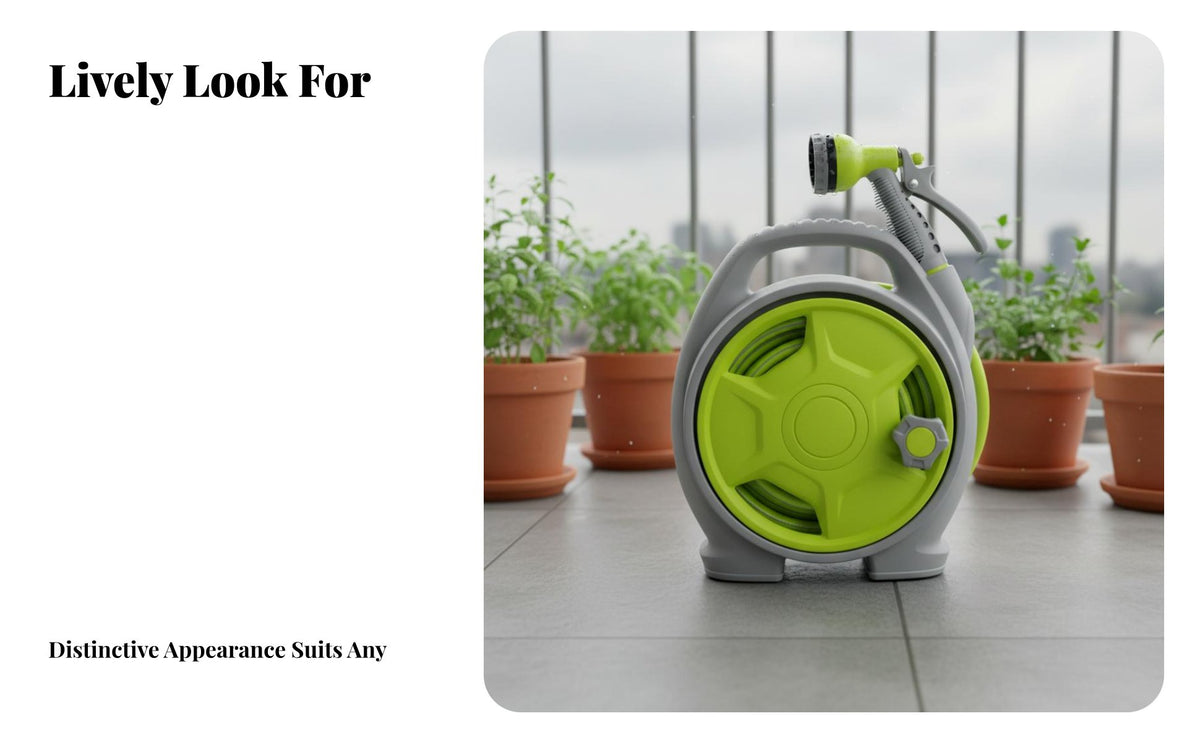 Hose Reel Cart with Spray Nozzle Manual Crank for Gardeners, Car Washers, Yard, Patio, Balcony