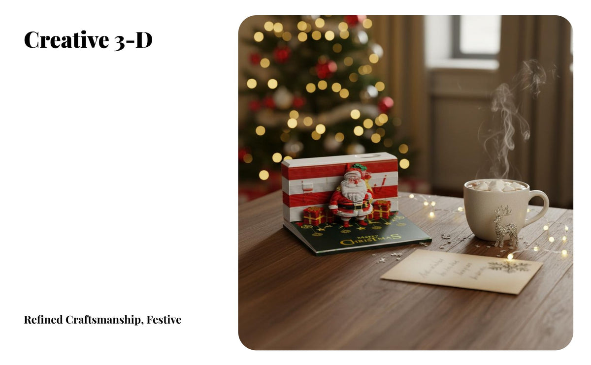 Christmas Paper Sculpture Note Block Creative Gift Santa Tear-off Calendar Multi-Functional Dimensional Design Memo Pad