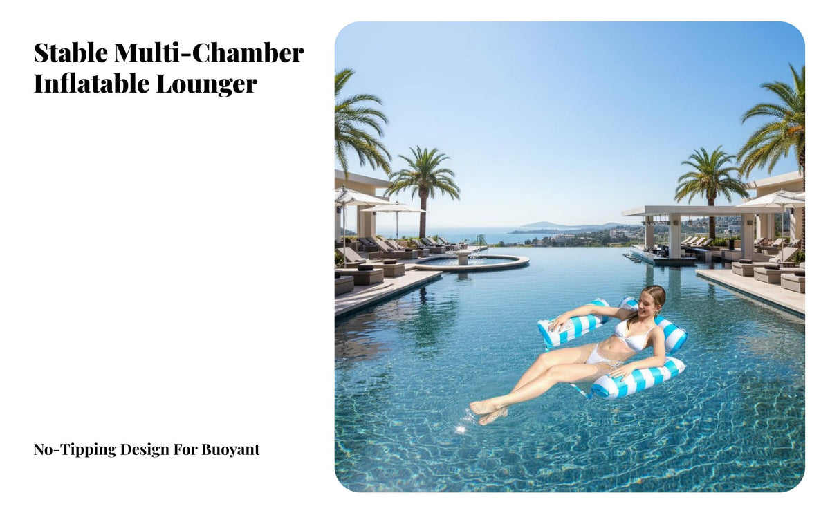 High Buoyancy Inflatable Pool Lounge Long-Lasting PVC Material Floating Water Chair Portable Inflatable Water Lounge Quick Inflate & Deflate for Adults, Kids, Beach, Lake, Vacation