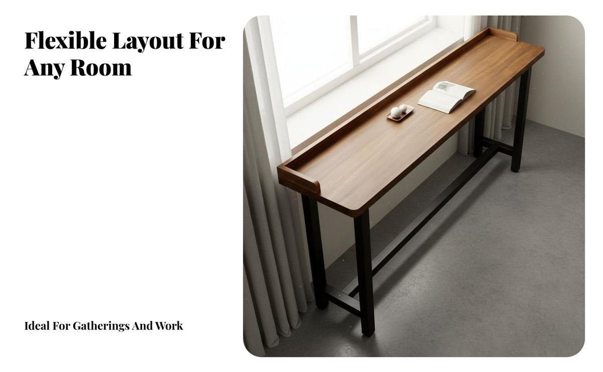 Window Bar Table Space Saving Modern Minimalist Bar Table Versatile Industrial Pub Desk for Apartment Dwellers, Adults, Balcony, Living Room, Entryway