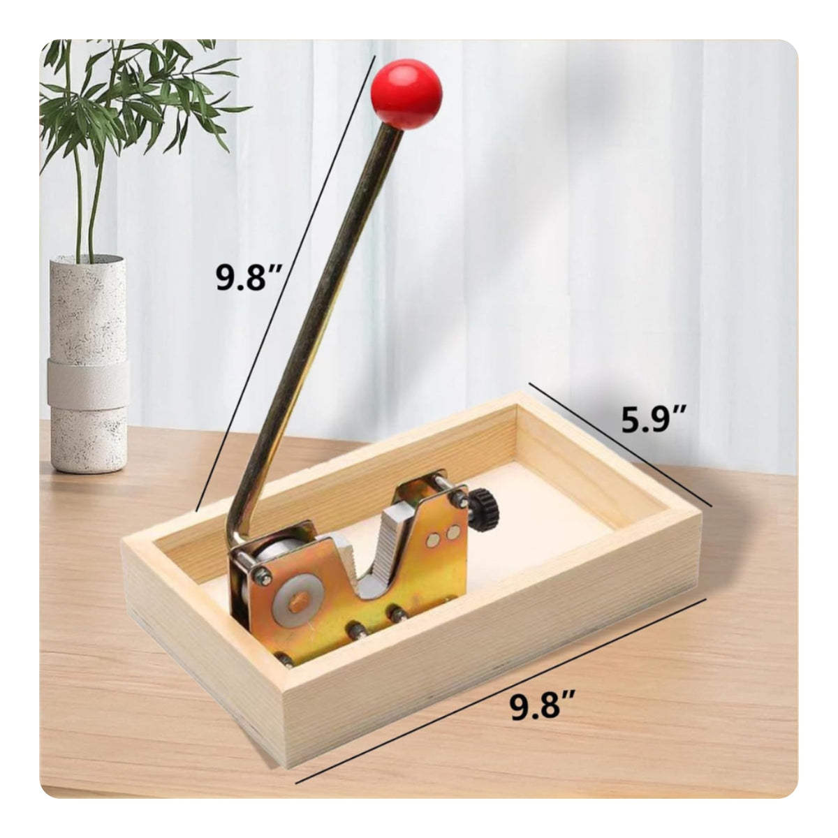 Wooden Base Lever Nut Sheller Red Handle Manual Nut Sheller Adjustable Screw Nutcracker